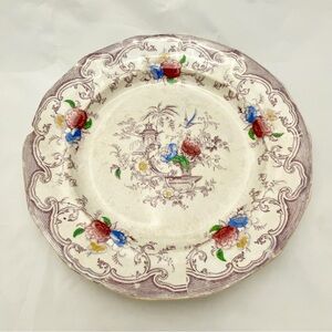 Purple Florilla Pattern Plate,
By Edward Challimor, c.1842-1867, Antique